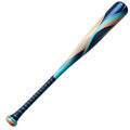 Bate de béisbol profesional azul y turquesa con diseño ergonómico