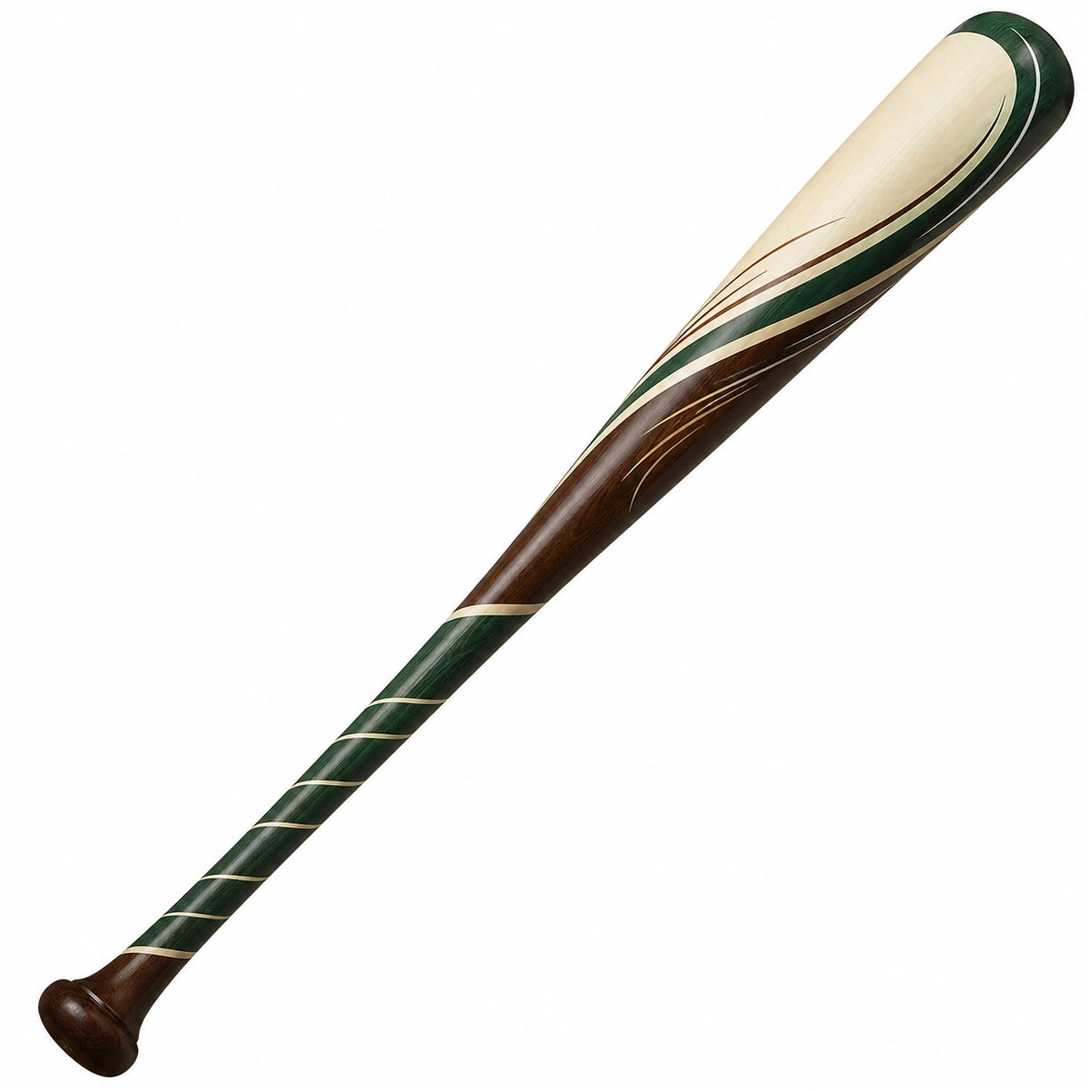 Bate de béisbol decorativo marrón y verde para uso recreativo
