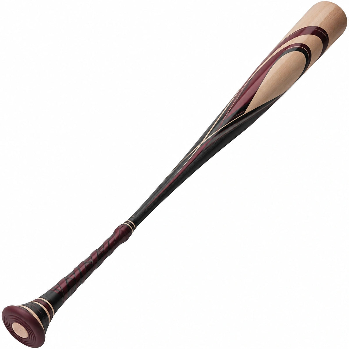 Bate de Béisbol para Adultos Natural, Burdeos y Negro