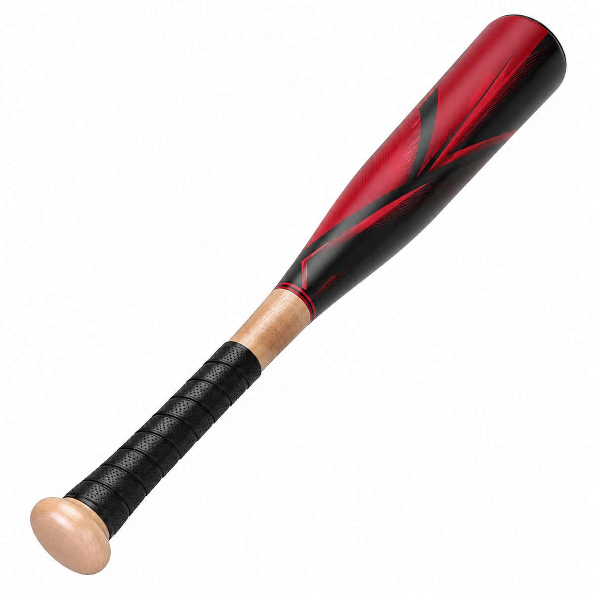 Bate de Béisbol Negro y Rojo con Grip Antideslizante