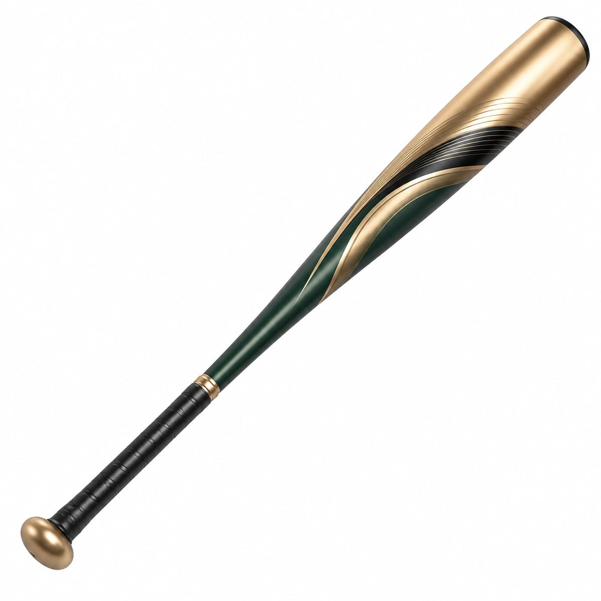 Bate de béisbol verde y dorado para adultos