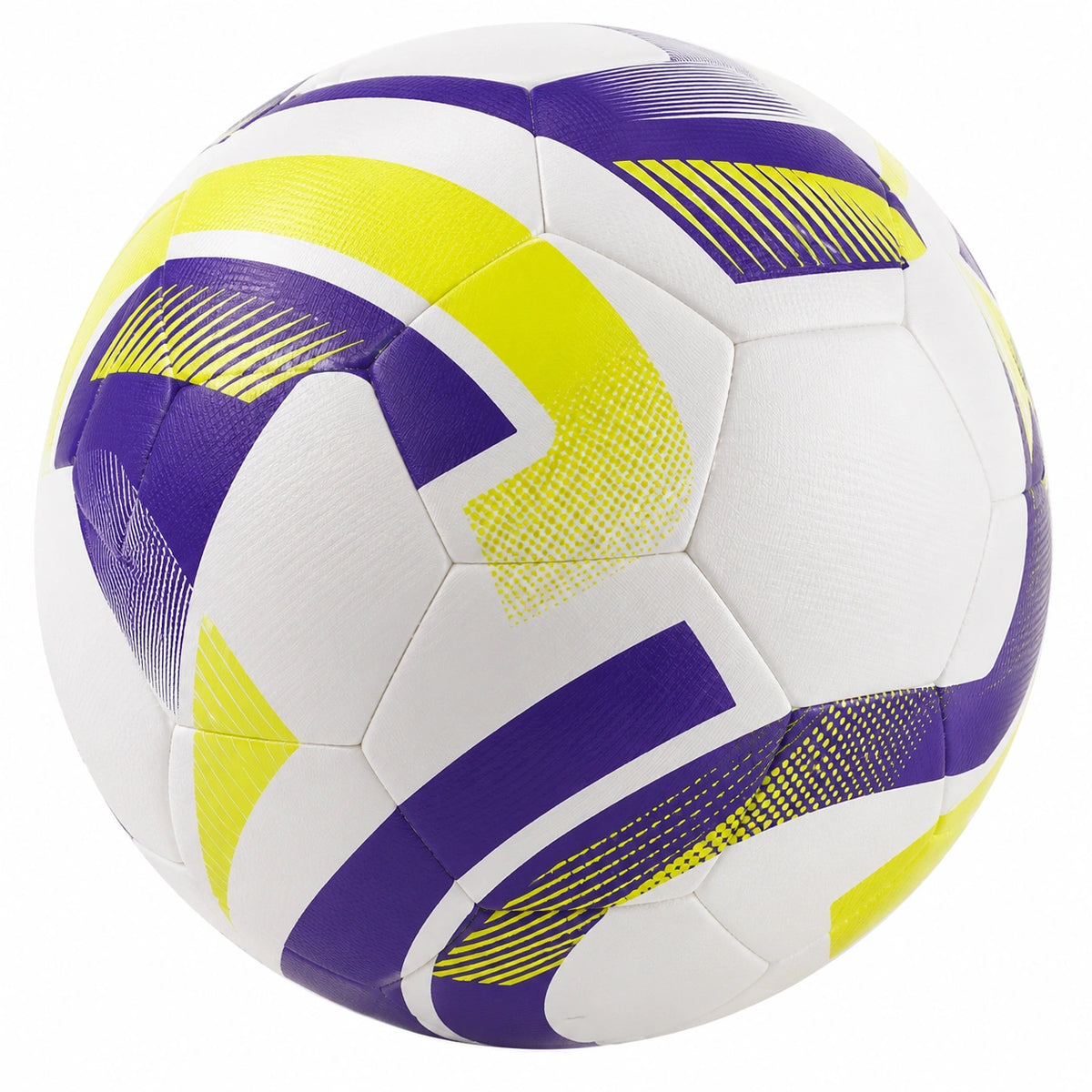 Balón de fútbol blanco, violeta y amarillo, tamaño 5