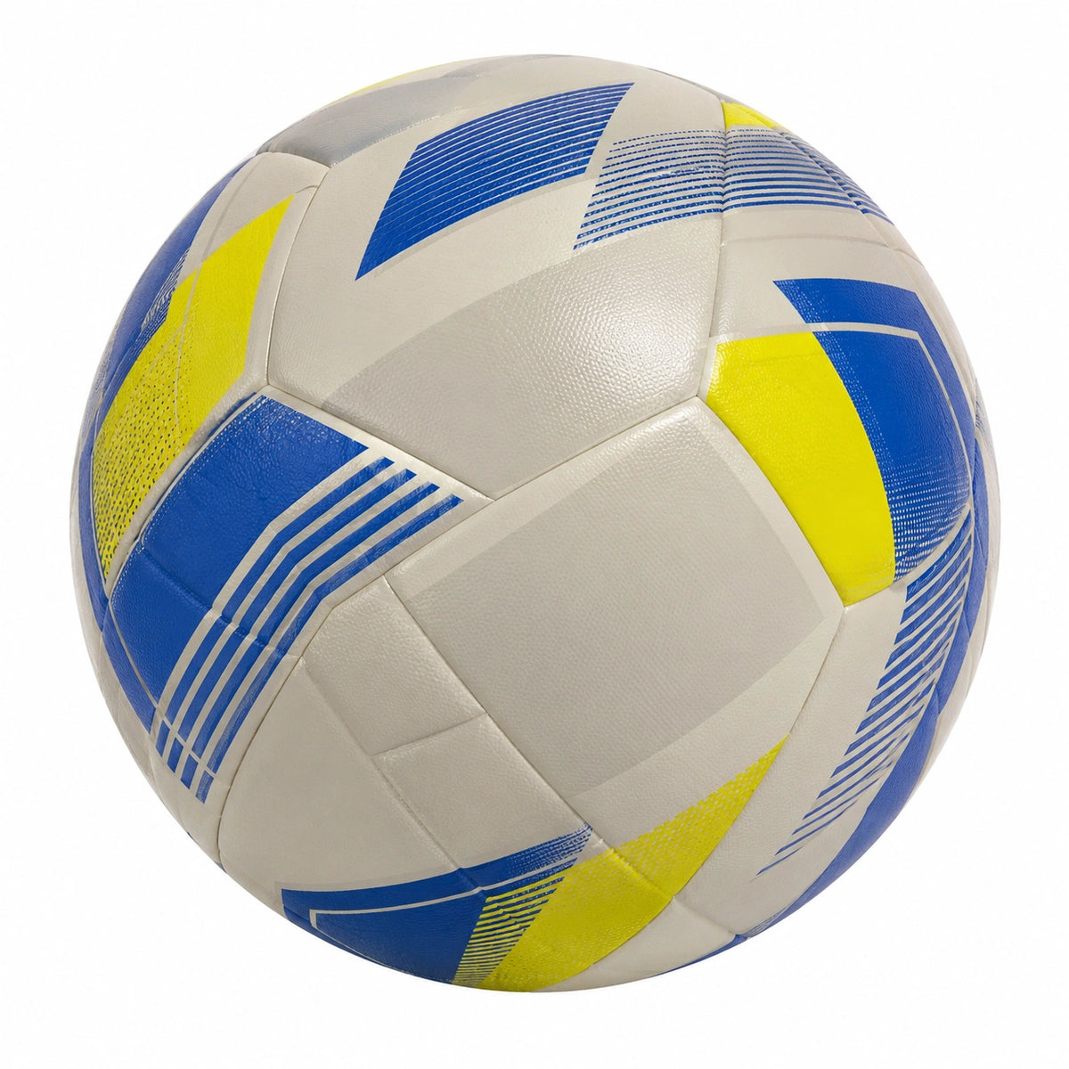 Balón de fútbol azul, amarillo y blanco para interiores y exteriores