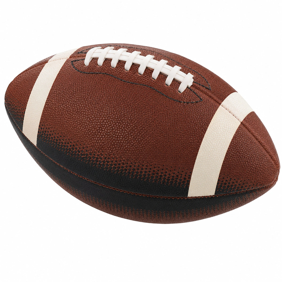 Balón de fútbol americano con textura marrón y blanco