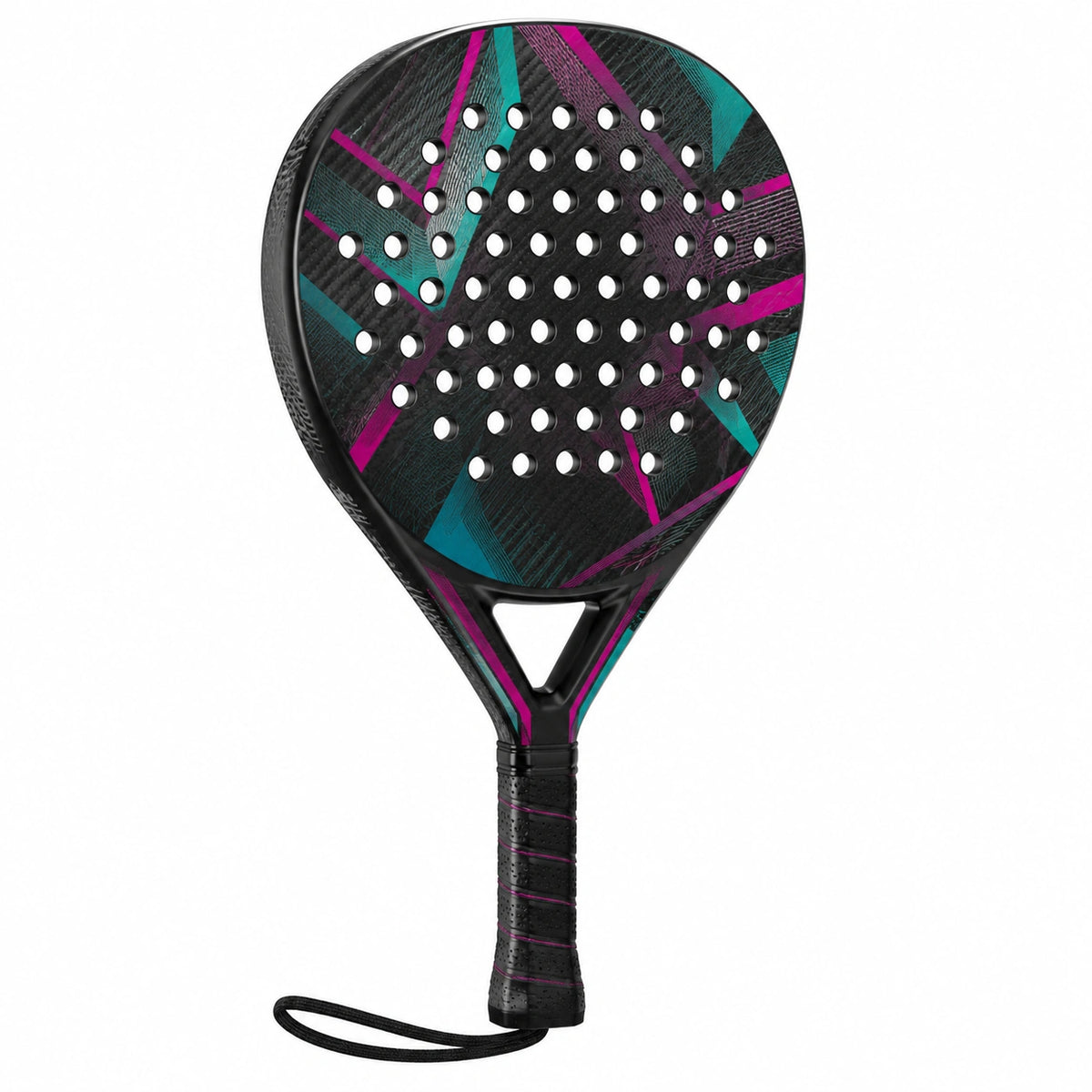 Pala de Pádel Negro, Verde y Rosa con Perforaciones