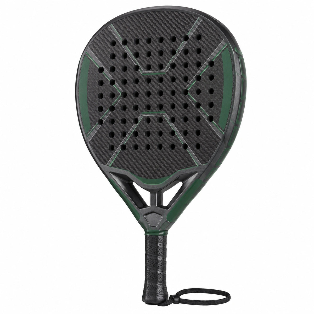 Pala de Pádel Negra y Verde con Superficie Perforada