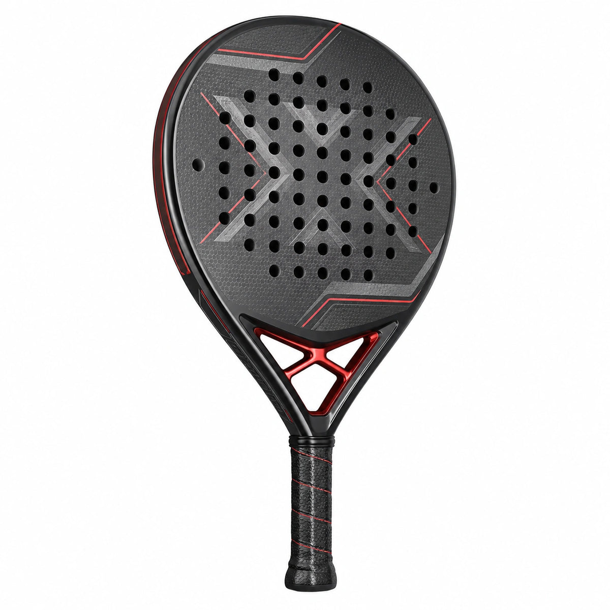 Pala de pádel negro y rojo para adultos con balance medio