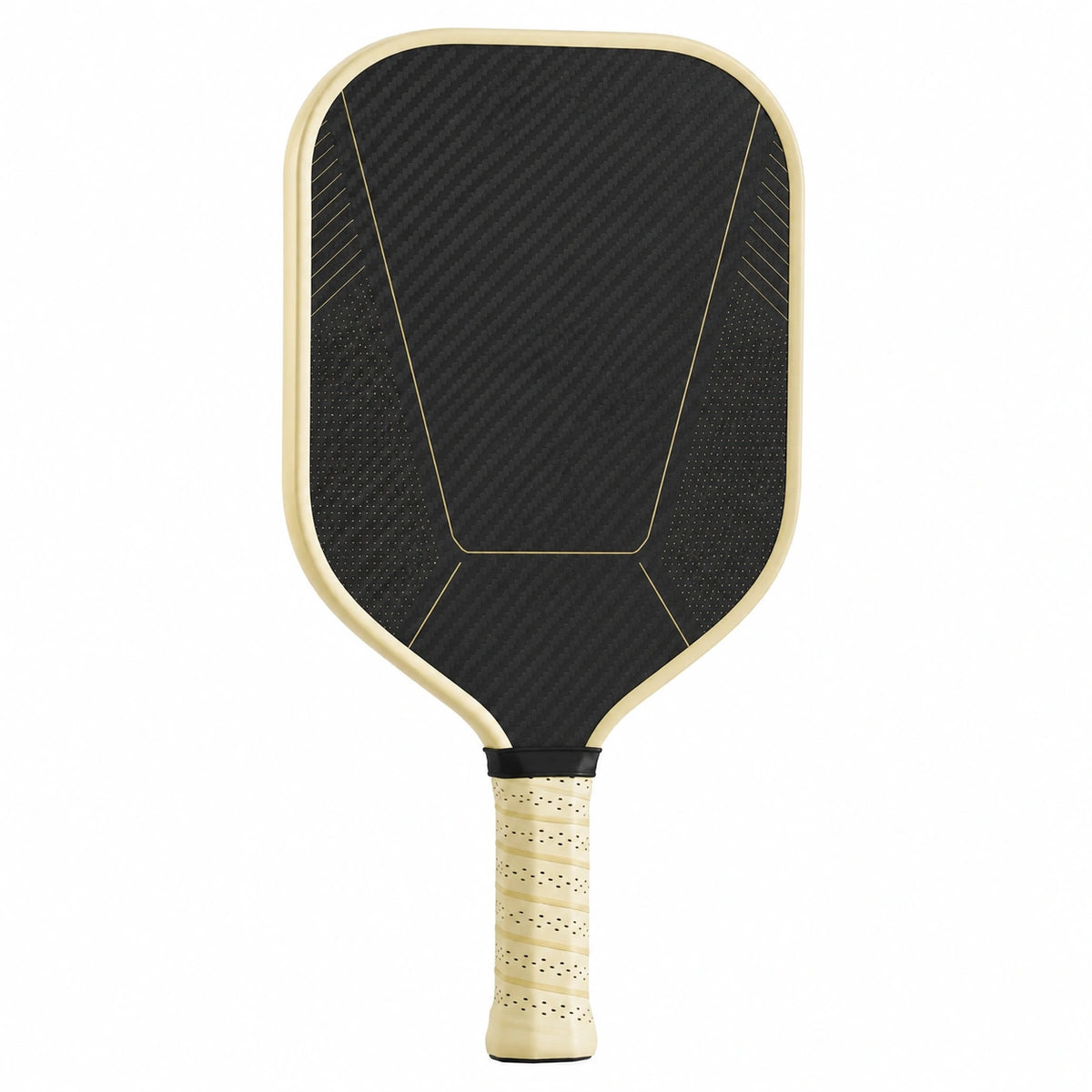 Pala de Pickleball de Fibra de Carbono Negro y Beige