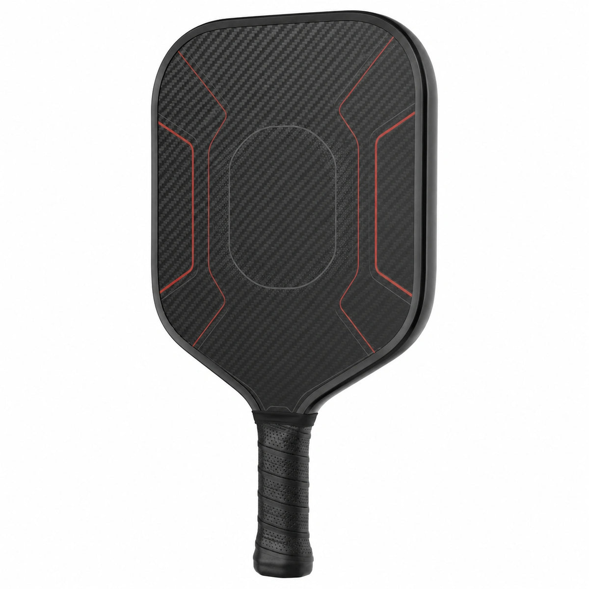 Pala de Pickleball Negra/Roja con Fibra de Carbono