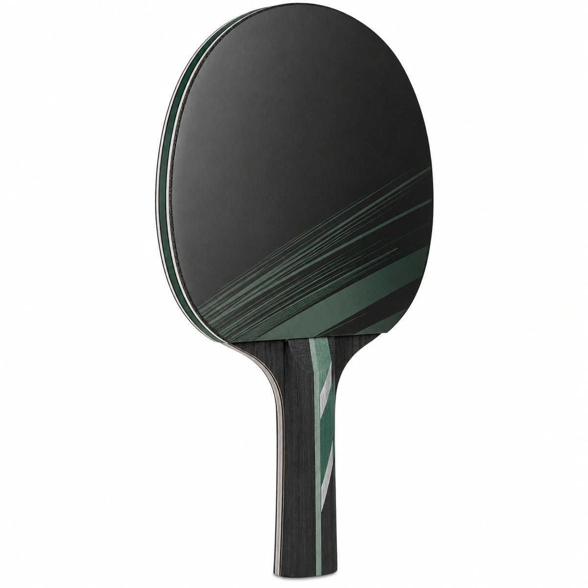 Raqueta de Tenis de Mesa Negra y Verde con Mango Ergonómico